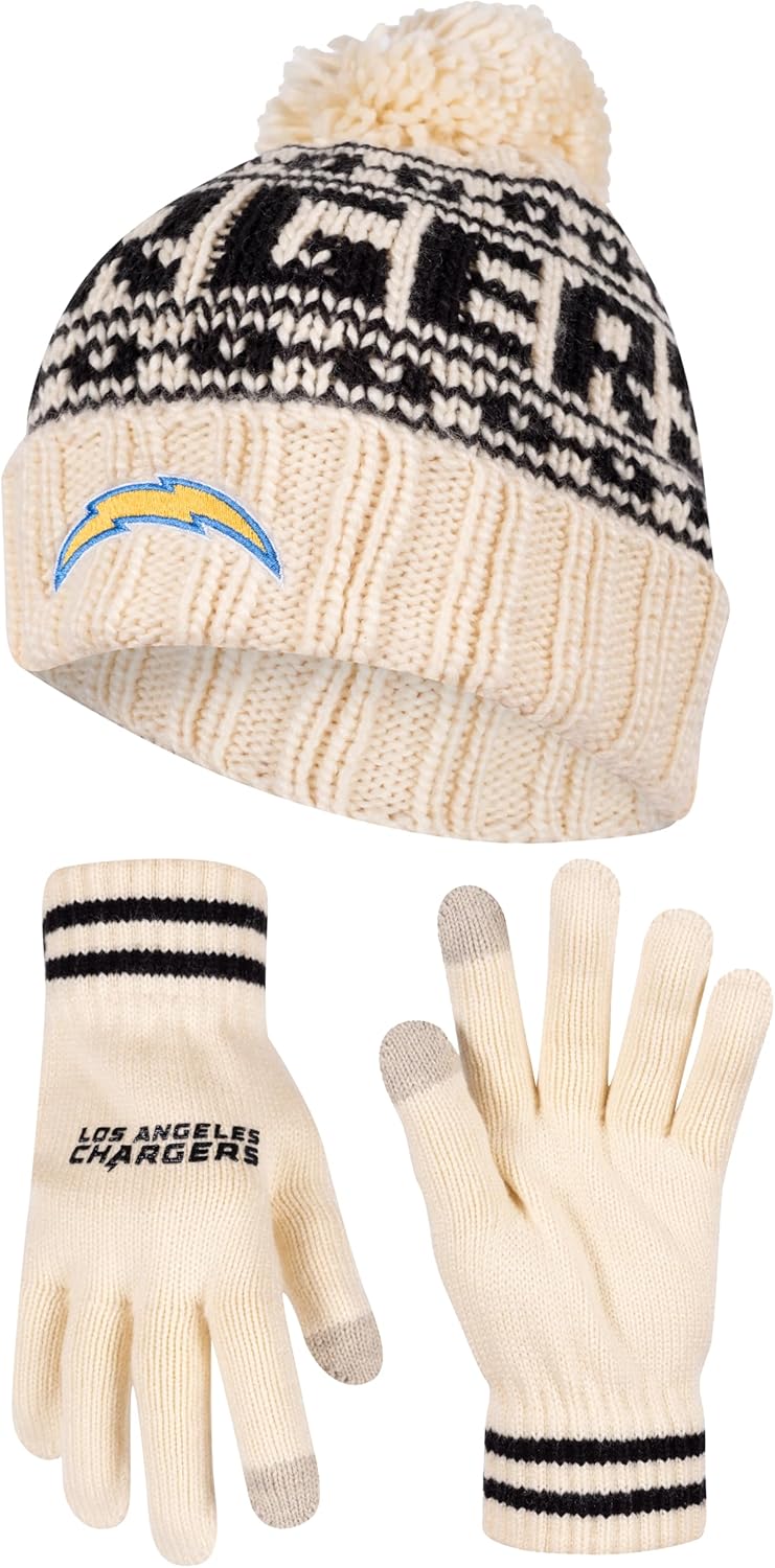 Ultra Game NFL Knit Beanie with Touchscreen Gloves