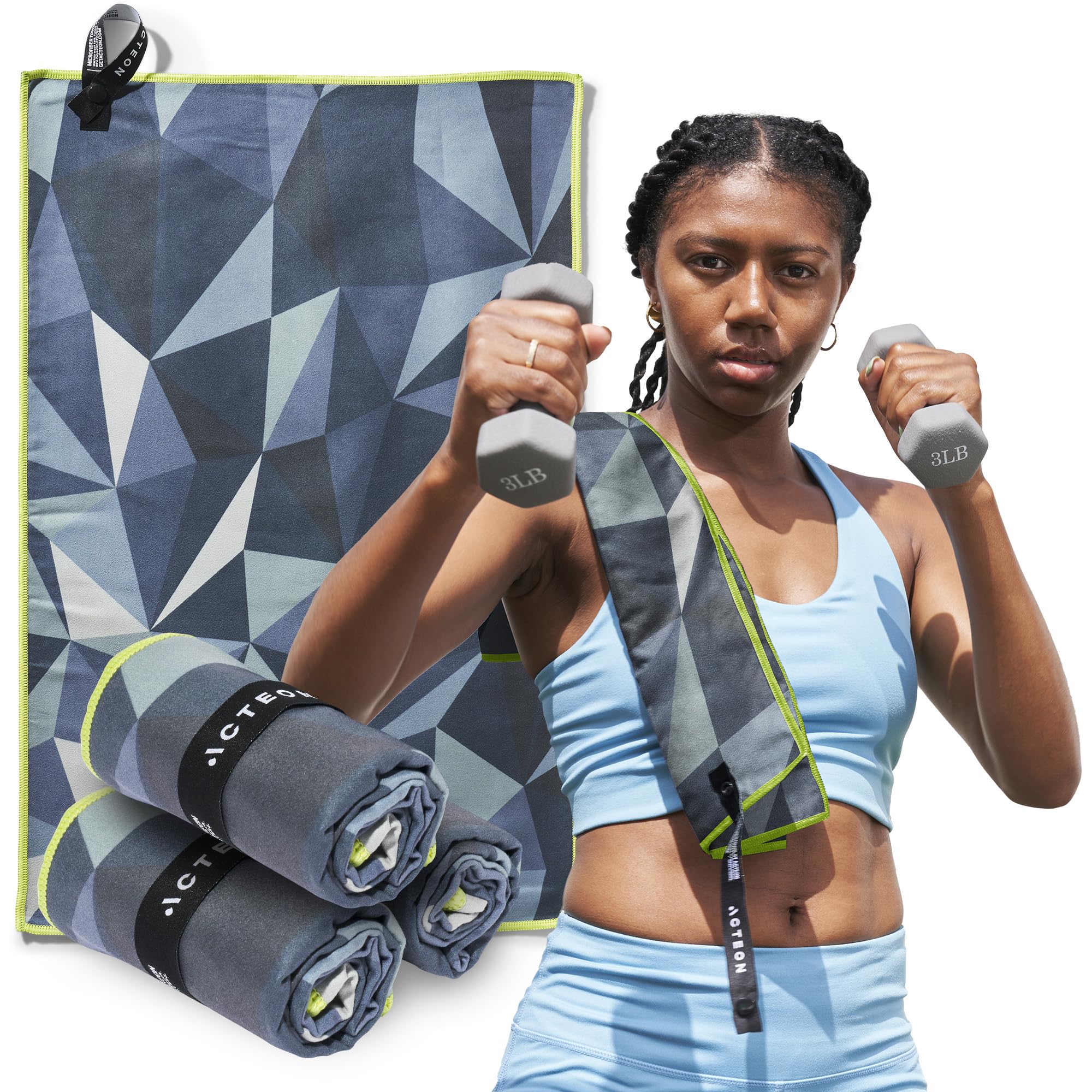 HEMOTON Serviettes De Sport à Séchage Rapide - Lot De 2 En Fibres Rafraîchissantes - Pour Entraînement, Voyage, Activités Extérieures - Avec Pochette De Rangement Et Clip - 12