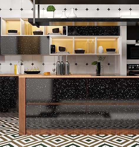 Miniatura 5 de FunStick 15.7"x240" Black Granite Countertop Contact Paper Waterproof Black Granite Wallpaper Peel and Stick Countertops for Kitchen Bathroom