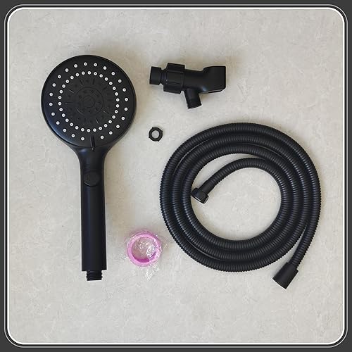 Miniatura 6 de Perfectyihui Juego de cabezal de ducha de mano de alta presión, 7 modos y función de parada de agua, manguera de acero inoxidable de 79 pulgadas,
