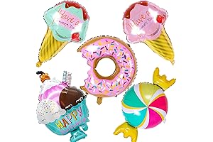 Timecity 5pcs Kawaii Ice Cream Foil Balloons for Kids Birthday Party