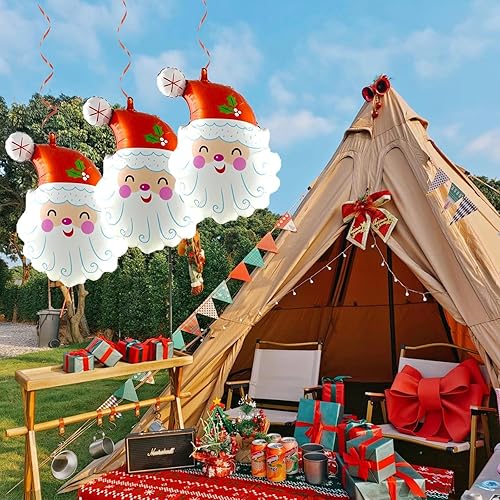Miniatura 6 de 5 globos de Papá Noel, globos de papel de aluminio de Papá Noel para suministros de fiesta de Navidad, decoración de fiesta de cumpleaños