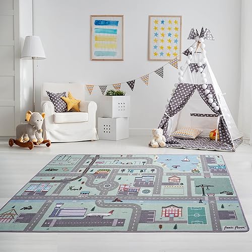 Feeti Floor Neu Pastell Spielteppich Straße | 1,0 x 2,0