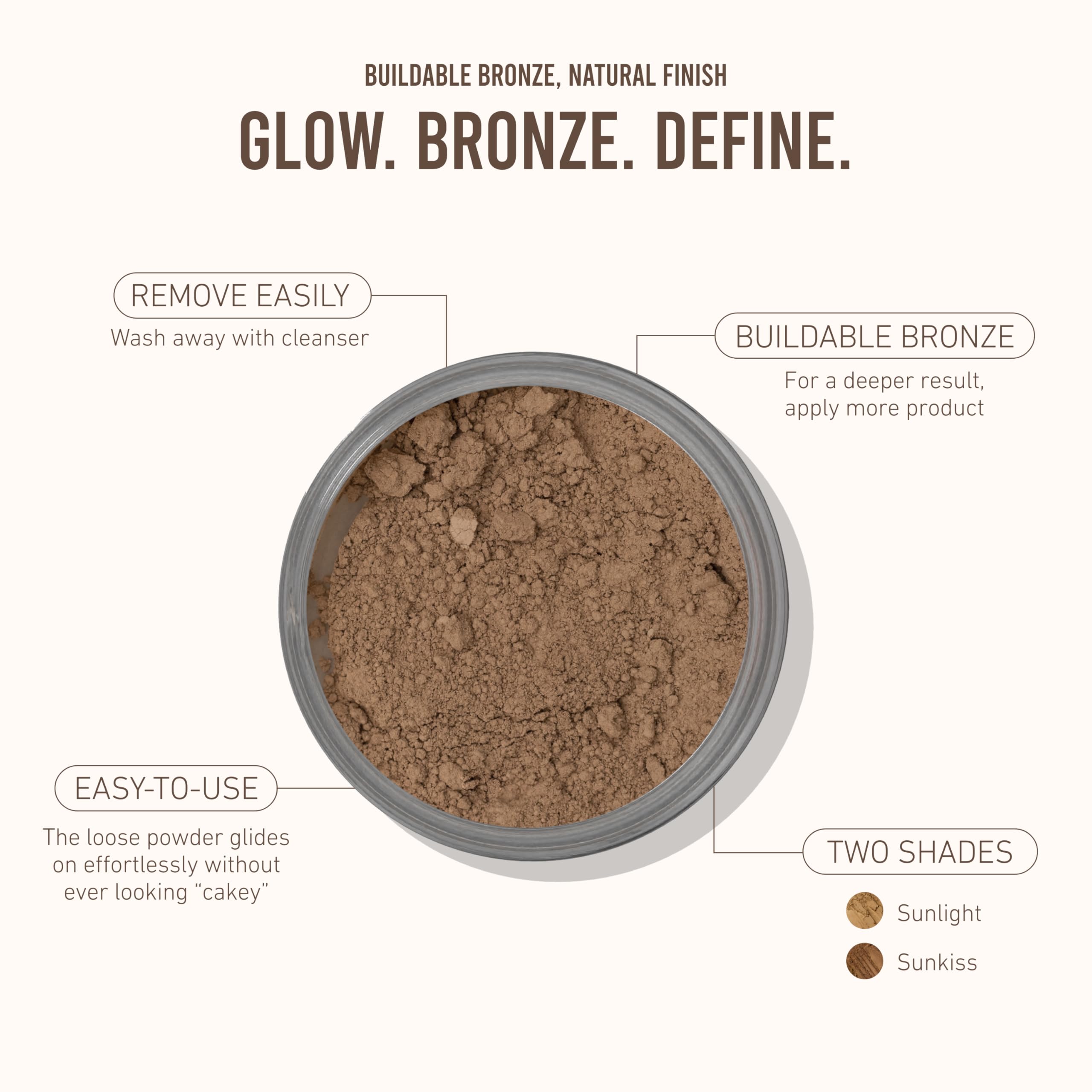 VITA LIBERATA Trystal - Polvere minerale abbronzante sfusa n. 2, tonalità Sun Kiss, bronzer e contorno per un bagliore naturale baciato dal sole, senza parabeni, adatta per pelli chiari/medie, vegana