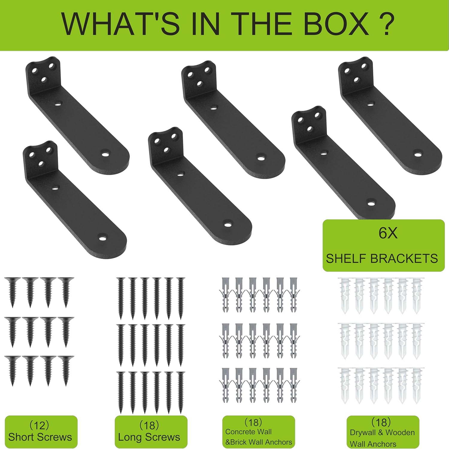 Floating Shelf Bracket, 10 Inch 6PACK Black Heavy Duty Shelf Bracket,Hidden Shelf Brackets 1/5 in Thick,L Brackets Support for Shelves,Suitable for Kitchen, Study Or DIY,Holds Over 160lb+