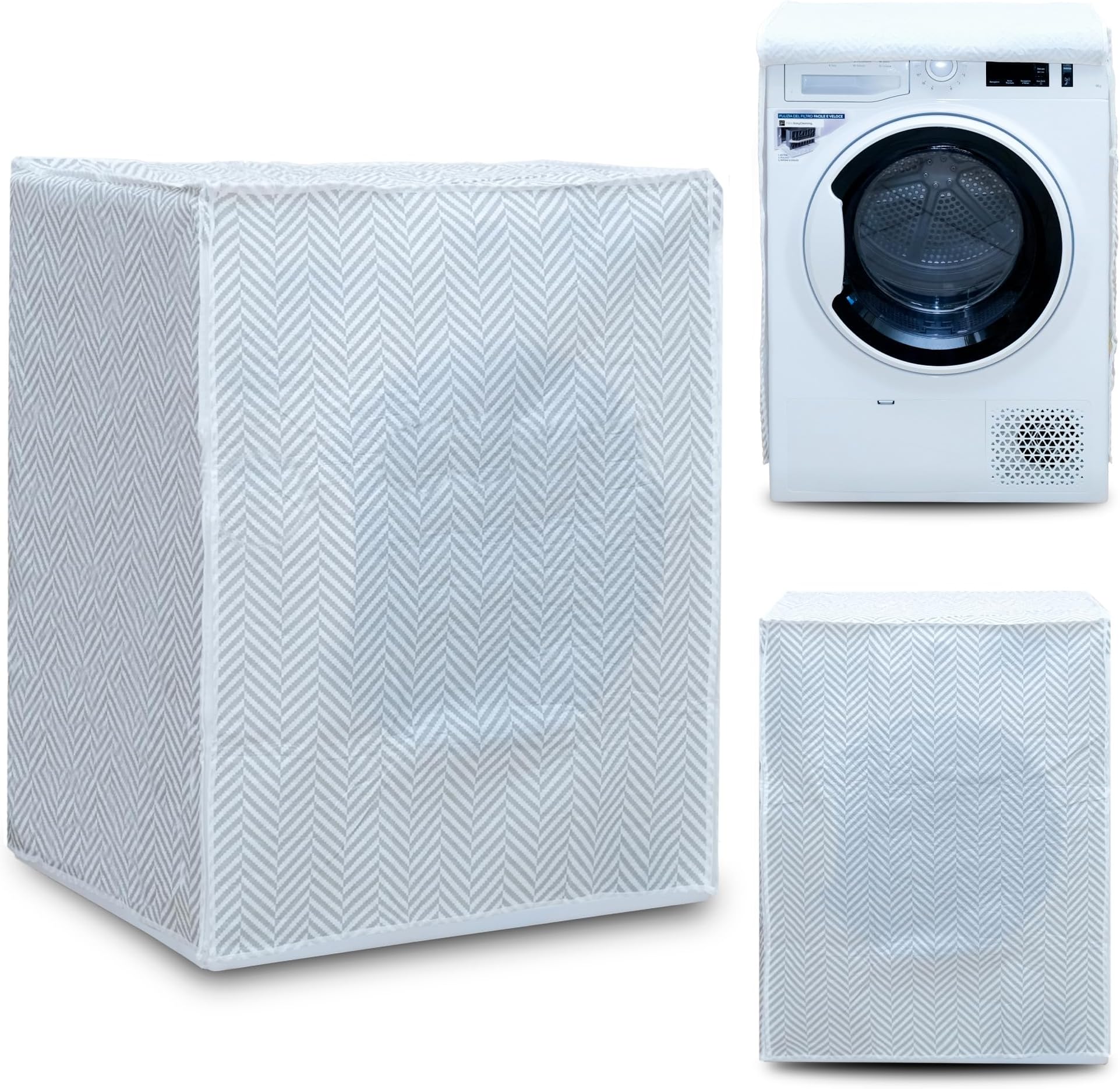 Washing Machine Cover and Dryer Cover for Indoor, Waterproof, Spike Grey, Polyester, 60 x 60 x 80 cm