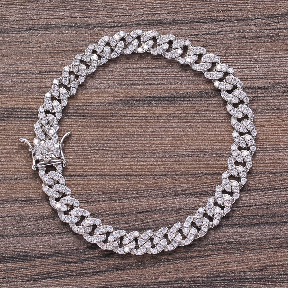 Pulsera de Tenis Pulsera de Mujer Tres circón Cadena Cubana Plata Señoras Infinito Pulsera Cristal Señoras Pulsera Regalo de Damas Deslumbrante de Alta Gama (Zirconio Blanco Plateado de 8 Pulgadas)