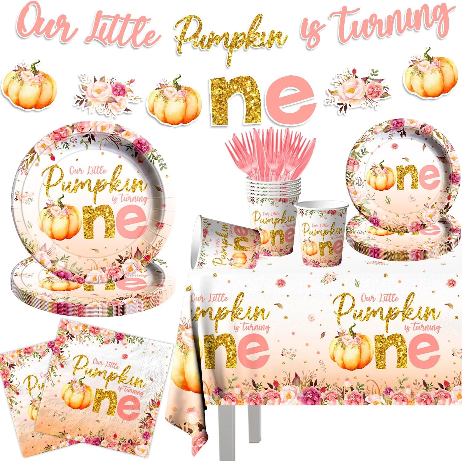 Big Dot Of Happiness 1st Birthday Girl Little Pumpkin Table Toppers - Set Of 15 Fall Party Centerpiece Sticks