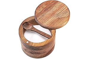 Wooden Pill Box: Acacia Wood Salt and Pepper Bowl