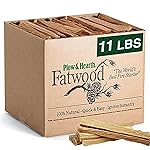 Plow & Hearth 11 LBS Fatwood Fire Starter Sticks Organic Kindling, Easy Ignition Fat Wood, All Natural Firestarters for Fire Pit, Wood Stoves, Fireplaces, Campfires, Bonfires, BBQ