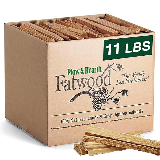 Plow & Hearth 11 LBS Fatwood Fire Starter Sticks Organic Kindling, Easy Ignition Fat Wood