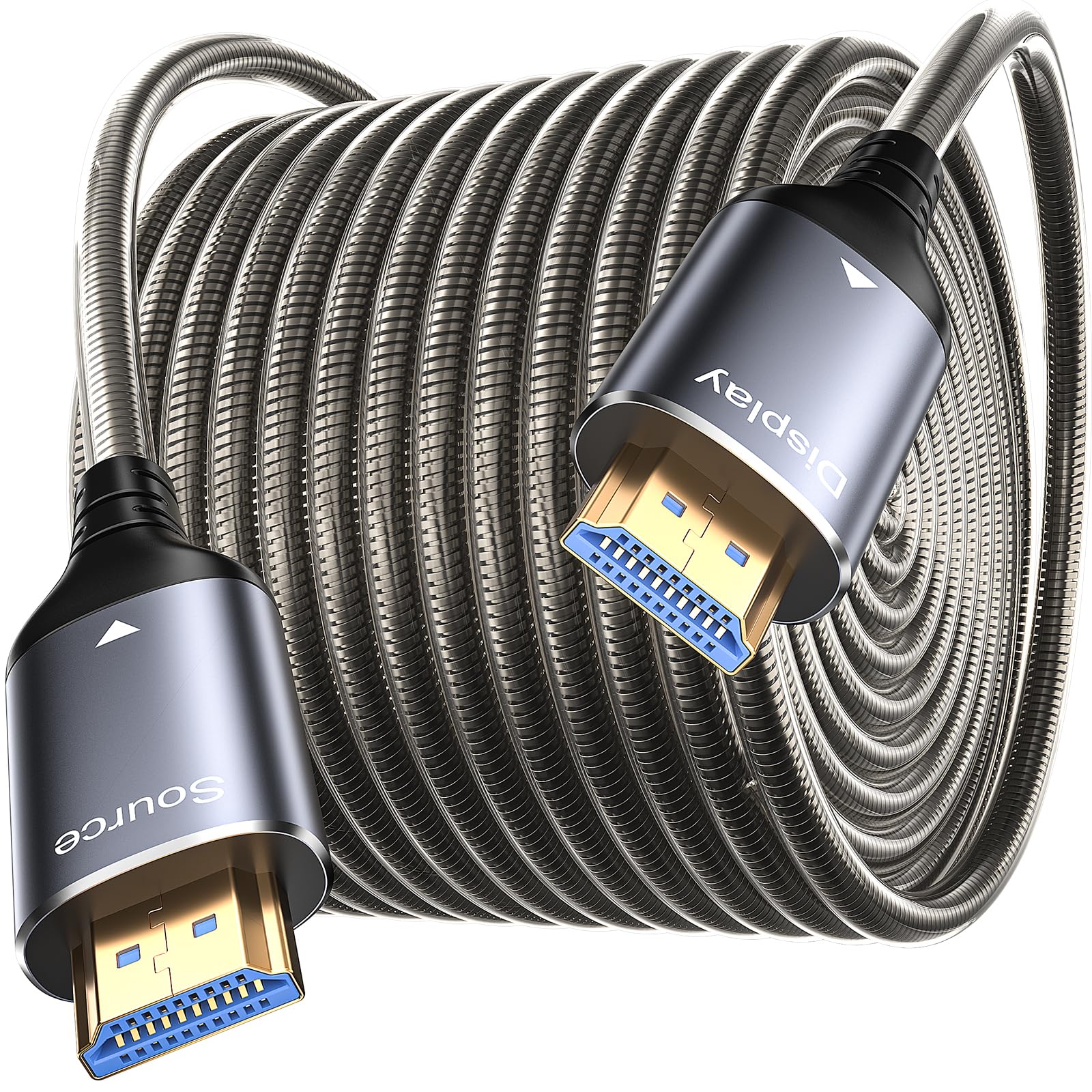8K HDMI Glasfaserkabel 10M, Stahlpanzerung Optisch HDMI 2.1 Kabel 48Gbps Ultra High Speed 8K@60Hz 4K@120Hz Dynamic HDR eARC Dolby HDCP 2.2&2.3 für HDTV/Projektor/Heimkino/TV-Box/Gaming-Box/PS5