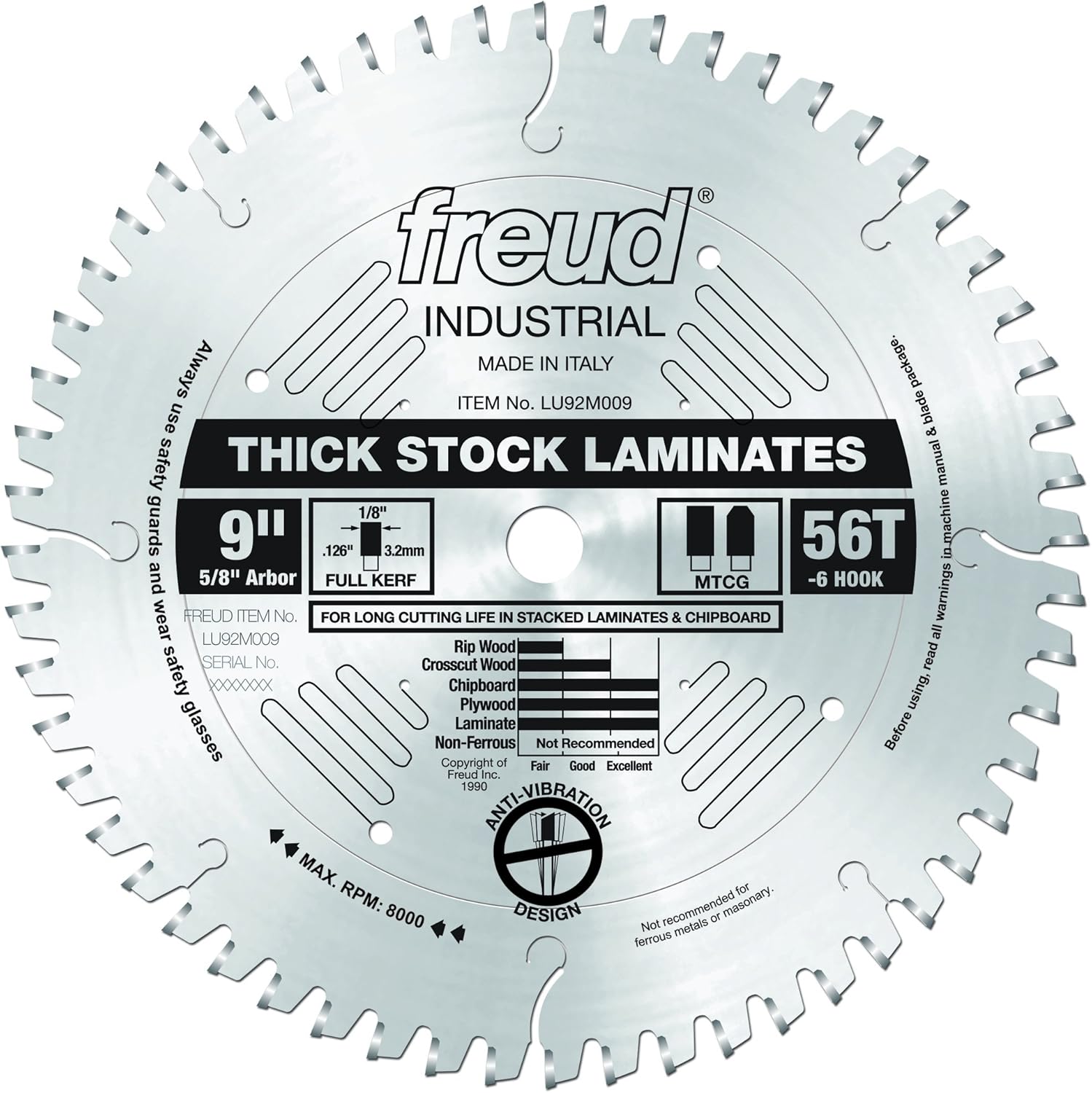 Freud LU92M009: 9" x 56T Thick-Stock Laminate Blade