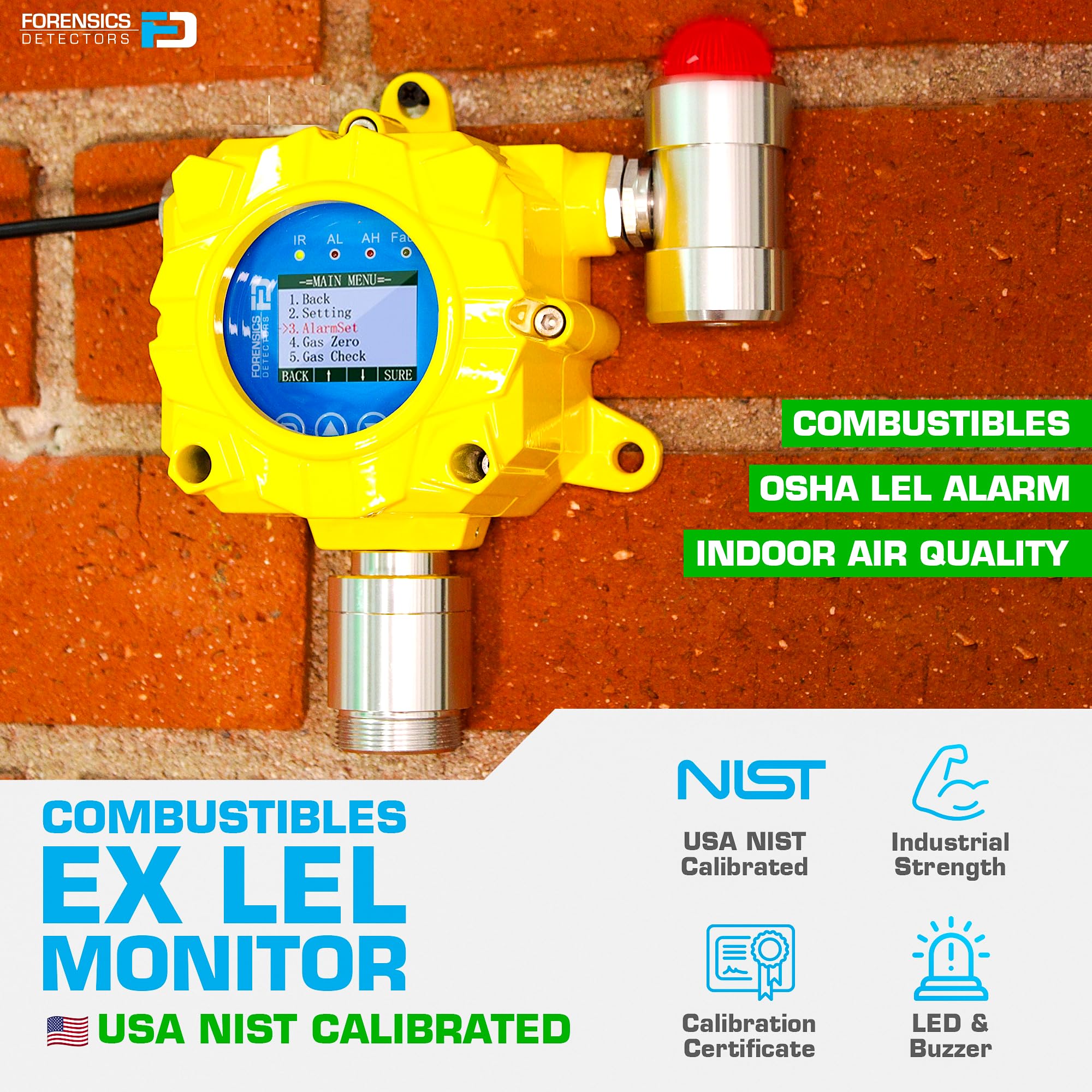 Detector de Gases Combustibles EX LEL | Certificado de Calibración EU | Salida de Relé, RS485 MODBUS, 4–20 mA | 0–100% LEL