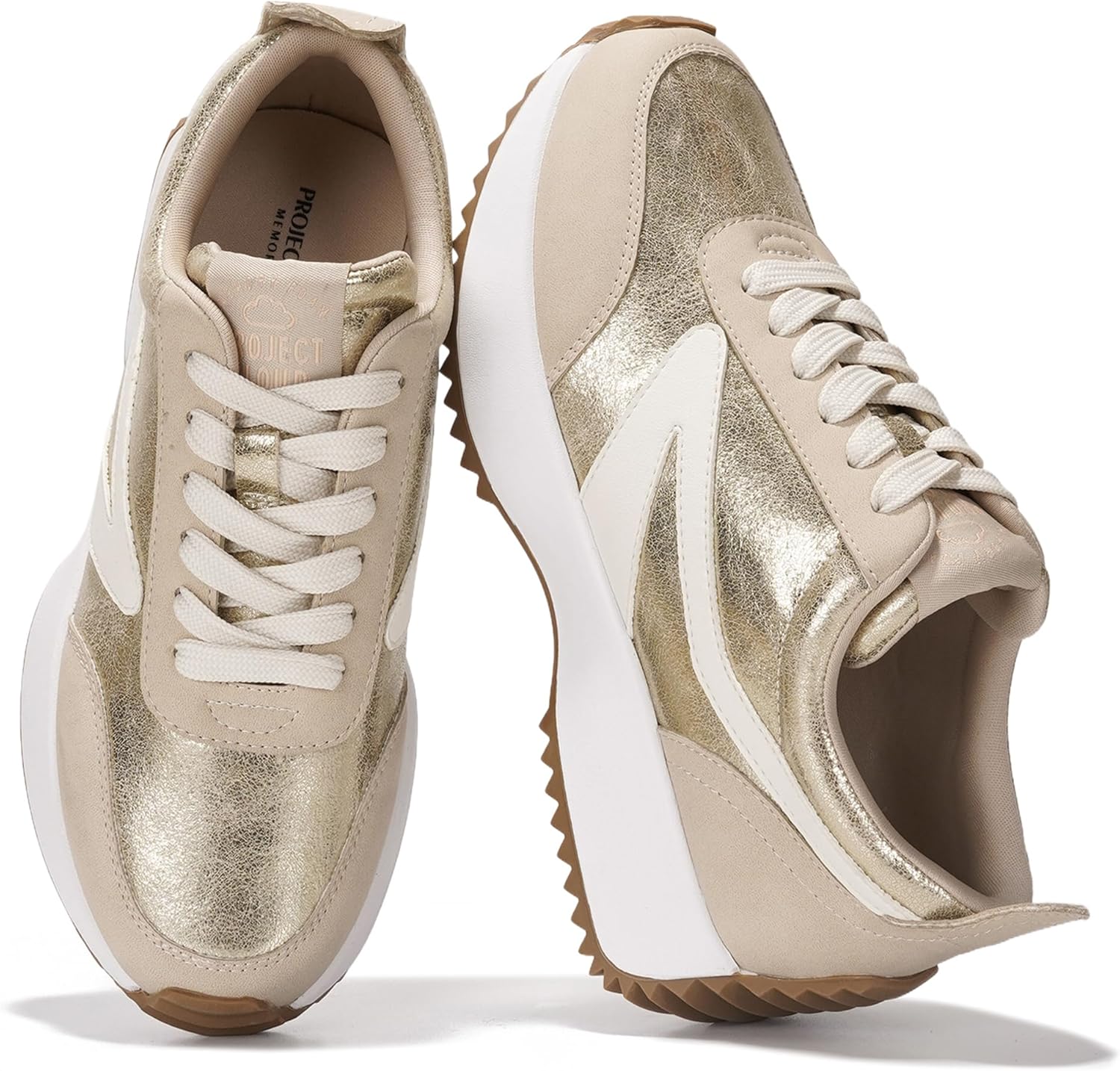 Project Cloud Womens Sneakers - Memory Foam Insole and Lightweight Spring Shoes - Non-Slip Lace Up Trendy Shoes - Fashion Sneakers for Women 2025