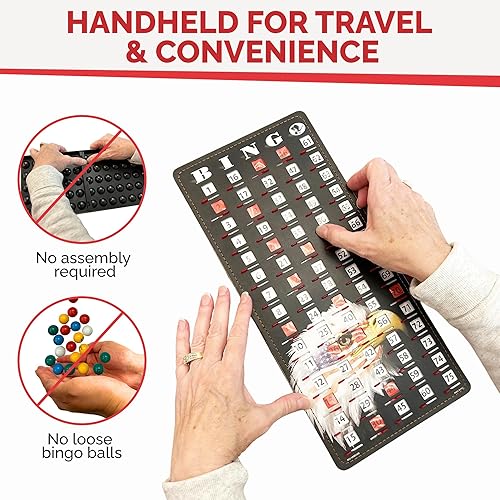 Vista 19 de MR CHIPS Tarjetas de bingo deslizantes a prueba de atascos con ventanas deslizantes, paquete de 10 unidades en estilo marrón