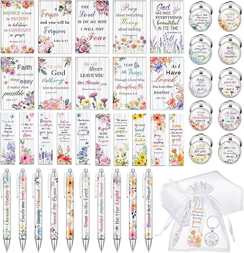 Miniatura 7 de Juego de 150 versículos de la Biblia para 30 marcadores cristianos, 30 bolígrafos de las Escrituras, 30 cuadernos cristianos, 30 llaveros con