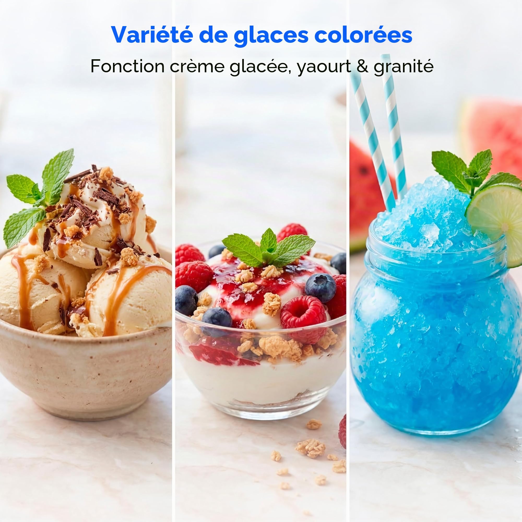 MEDION Sorbetière à compresseur, glace yaourt et granité sans prérefroidir | Écran tactile, auto-refroidissante, avec verre doseur, cuillère et spatule, MD 100087