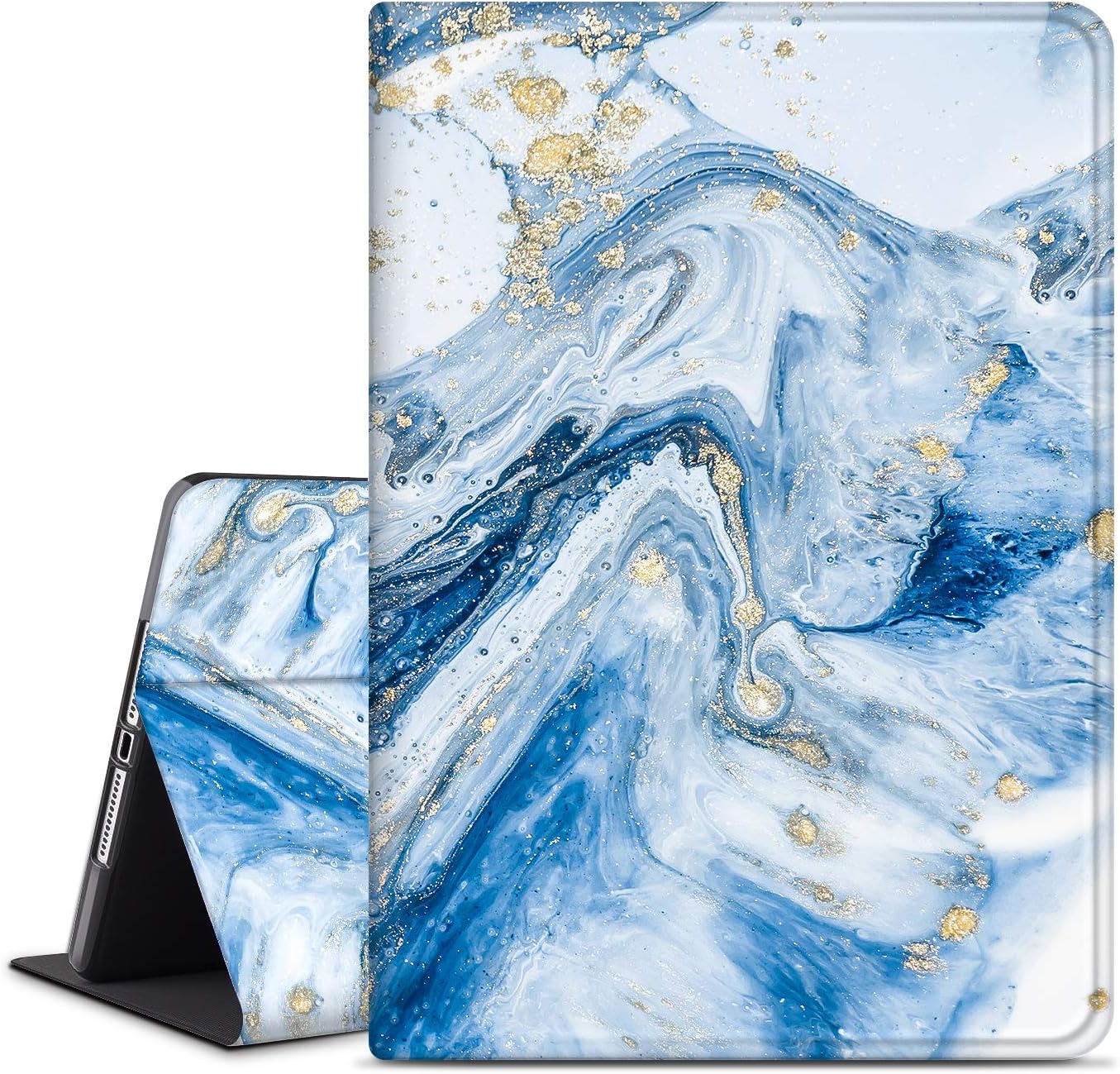 INSSISAIN Case for iPad 9th/8th/7th Generation 2021/2020/2019 10.2 Inch, Multi-Angle Viewing Stand Shell, PU Leather Protective Cover with Auto Sleep for 10.2" iPad 9/iPad 8/iPad 7, Blue Marble