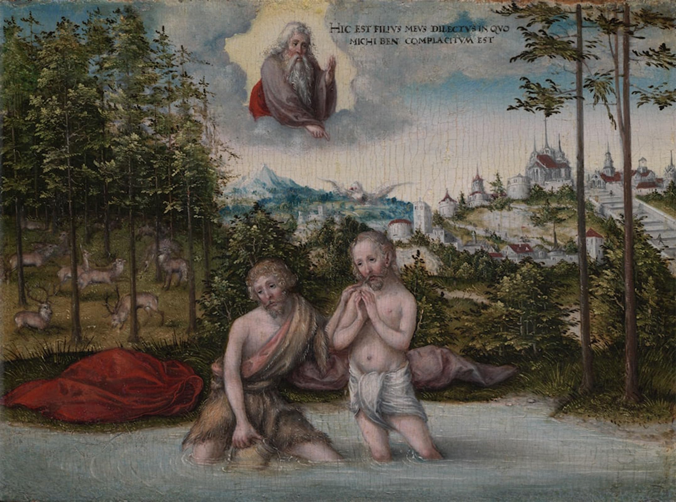 SERENDIPITP Vintage Wall Art Canvas Nordic Poster Canvas Print Picture the Baptism of Christ by Lucas Cranach the Elder Wall Art Poster for Home Decor 60x90cm