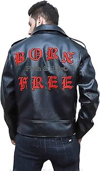 F&H Men's Born Free Double Rider Biker Motorcycle Genuine Leather