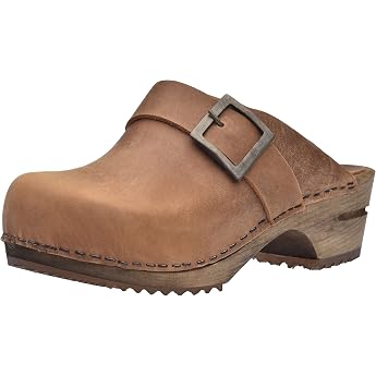 Sanita urban open clog original handmade leather wooden clogs for women