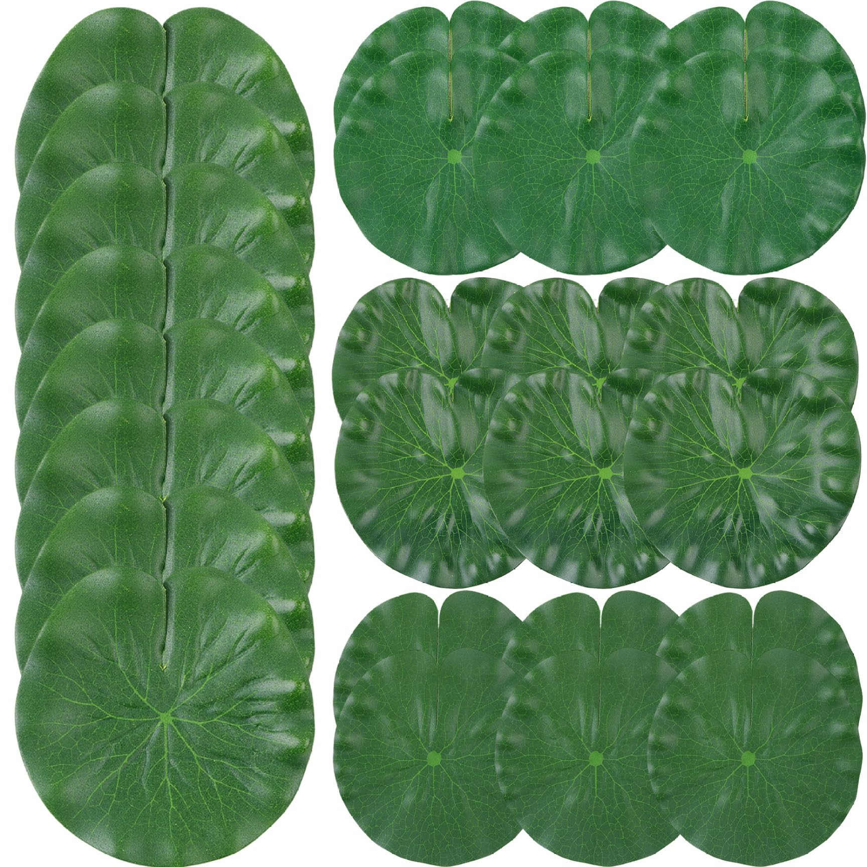 Lily Pad 26PCS Lily Pads Decorations 4 Different Size Artificial Lotus Leaf Realistic Plastic Pond Plants Floating Pond Ornaments for Pond Decor Grey