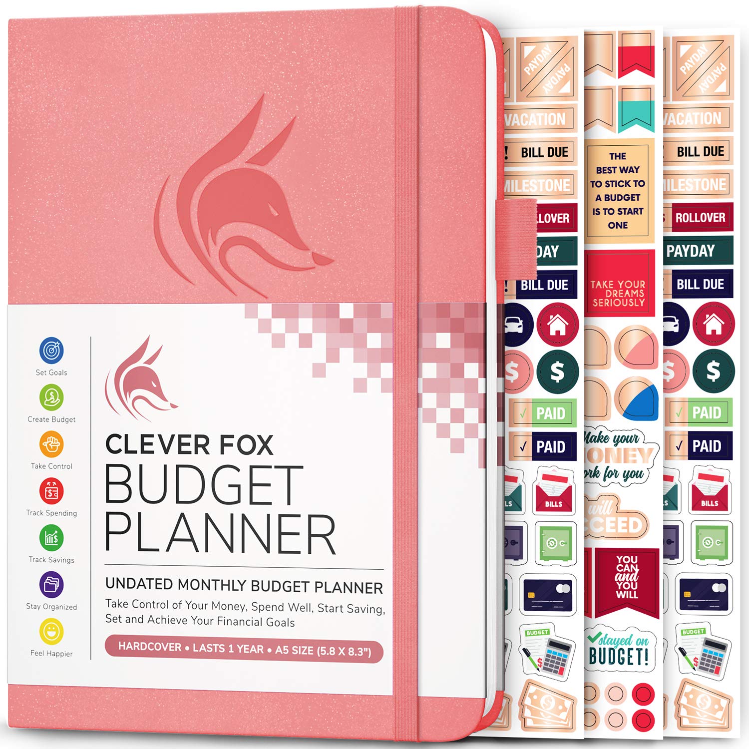 Clever FoxBudget Planner - Expense Tracker Notebook. Monthly Budgeting Organizer, Finance Logbook & Accounts Book, Bill Tracker, A5 (Light Pink)