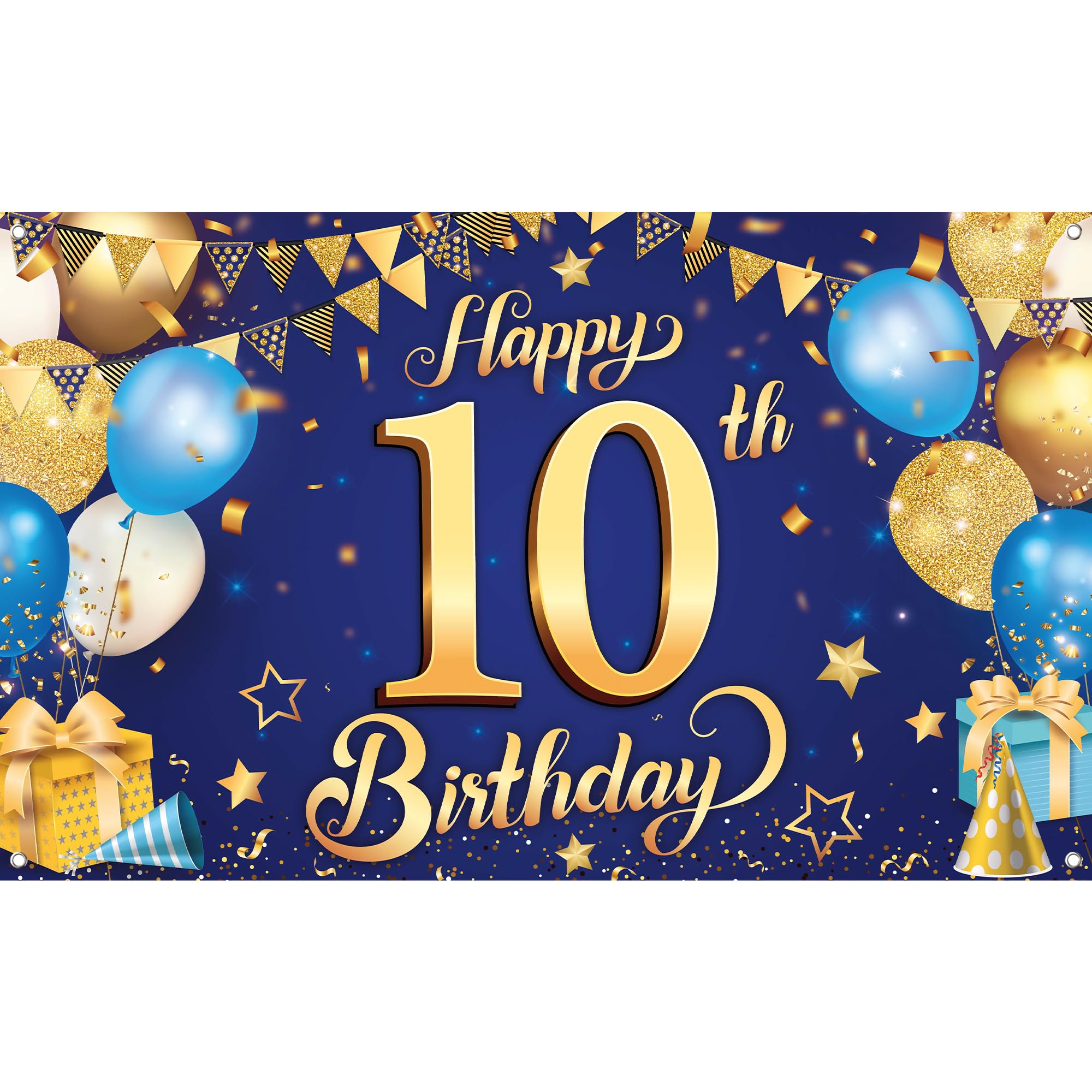Amazon.com: KatchOn, Gold and Blue Happy 10th Birthday