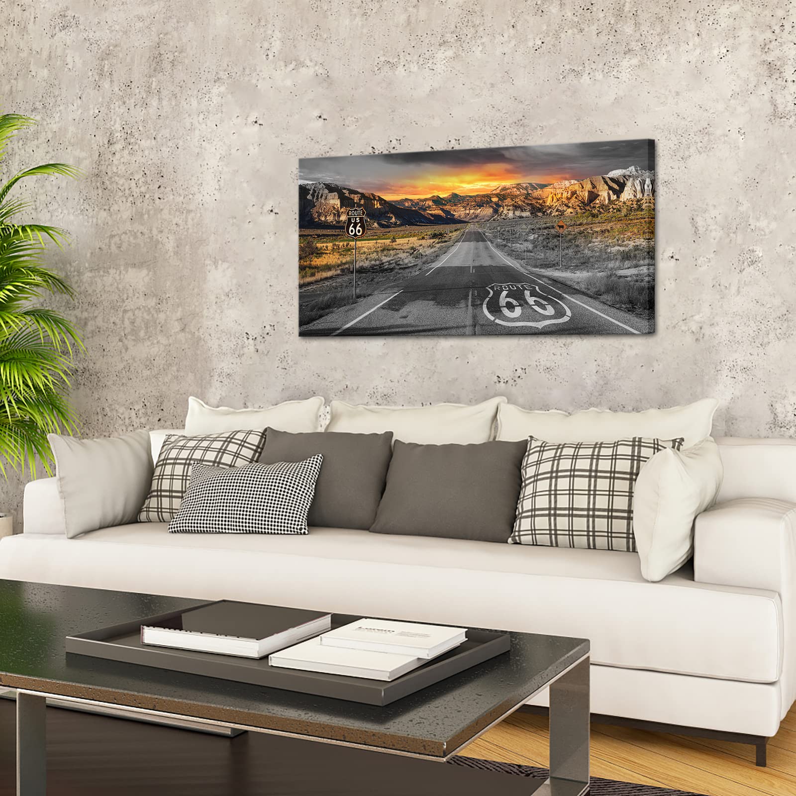 Saypeacher Route 66 Canvas Wall Art Route 66 Decor Artwork
