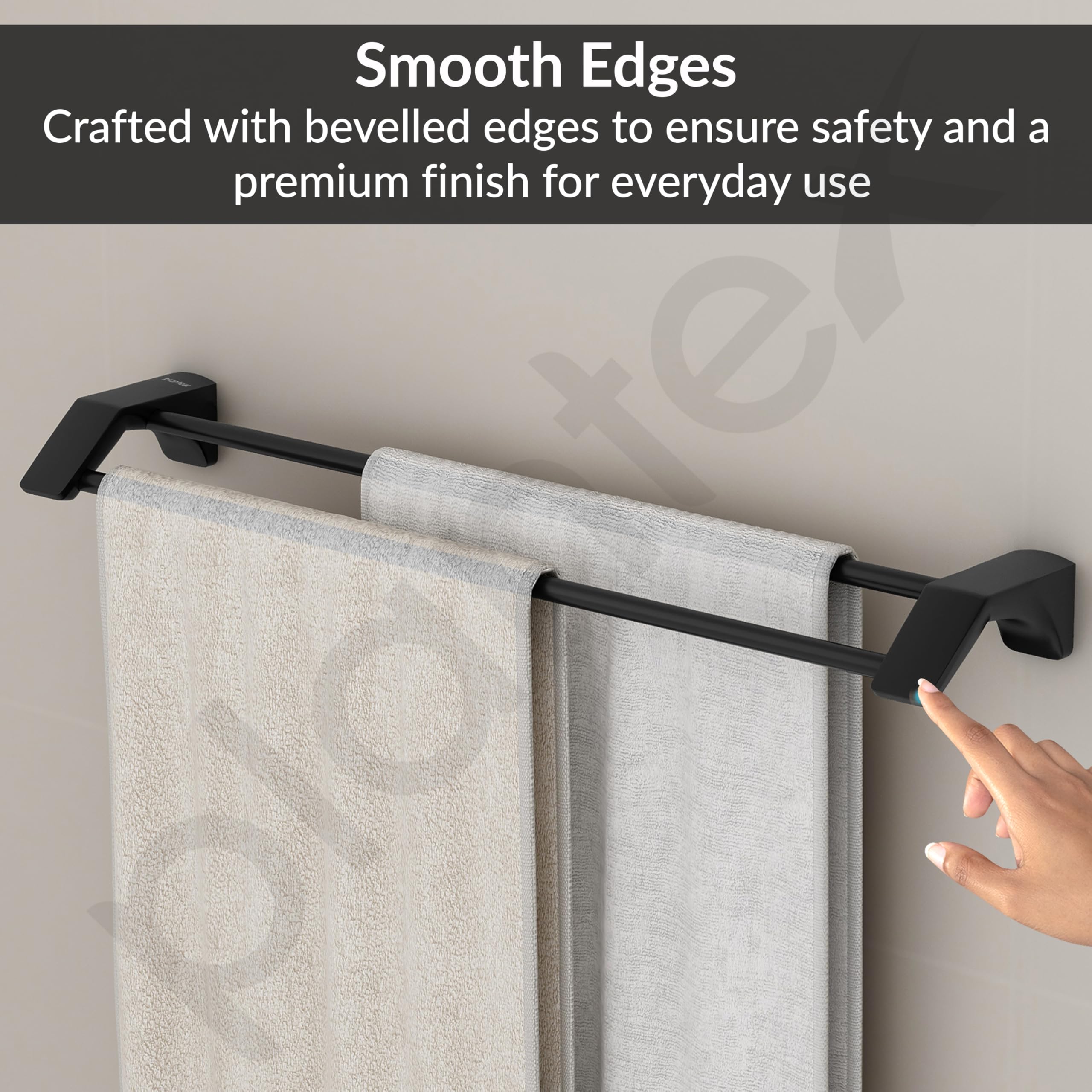Plantex Space Aluminium Dual Towel Rod for Bathroom/Towel Holder/Towel Hanger/Towel Stand/Bathroom Accessories Set(971, Black) — Amazon image 8