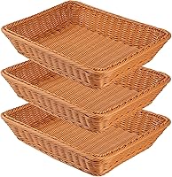 Vista 1 de 3 piezas de cesta de mimbre para pan de 16 pulgadas, cesta de servicio tejida, cesta de servicio de alimentos de mesa para restaurante, panadería