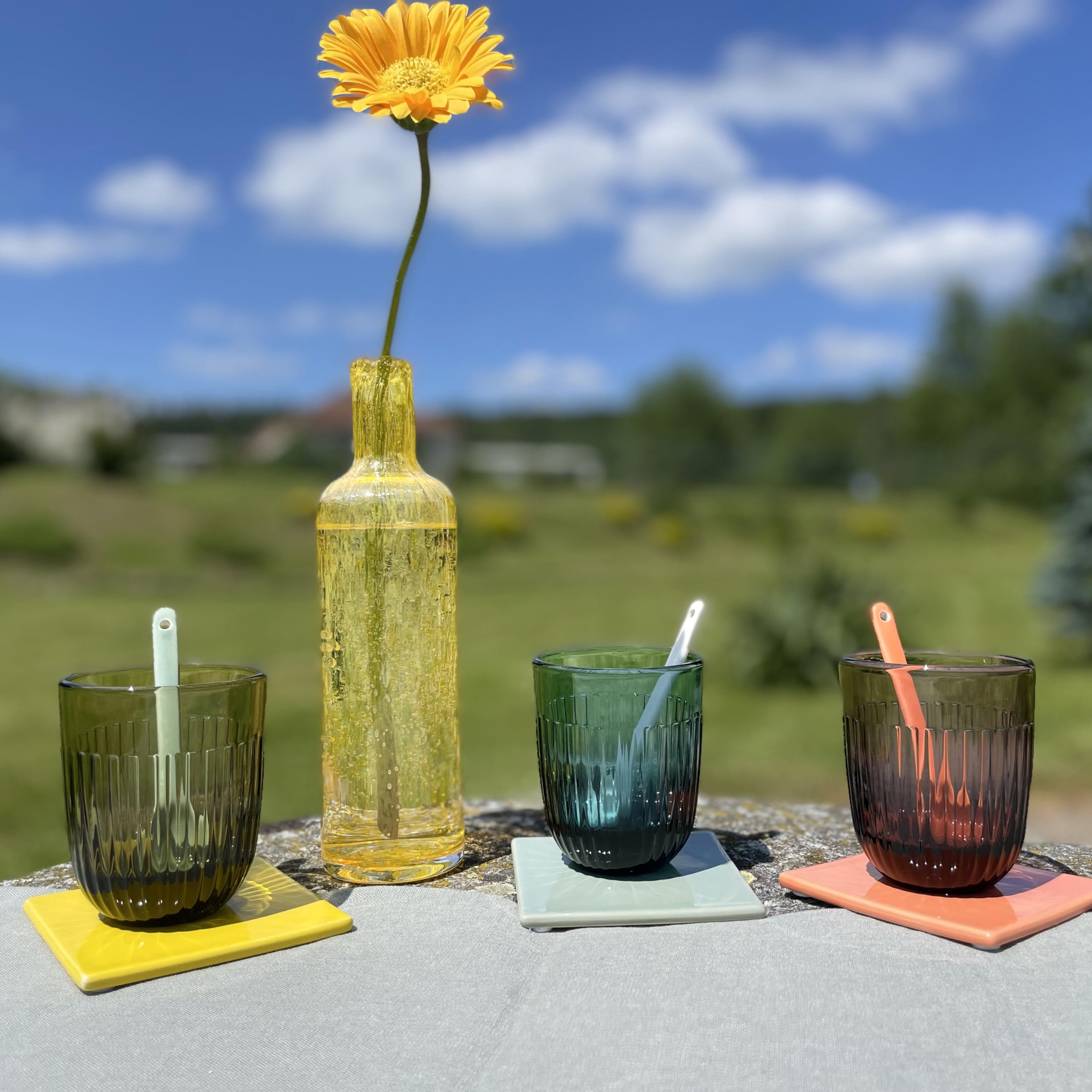 La Rochere Quessant Glas Tumbler Set von 6 (Olivgrün) – Moderne Trinkgläser für jeden Anlass – Glaswaren-Sets – spülmaschinenfestes Tumbler-Glas-Set (284 ml)