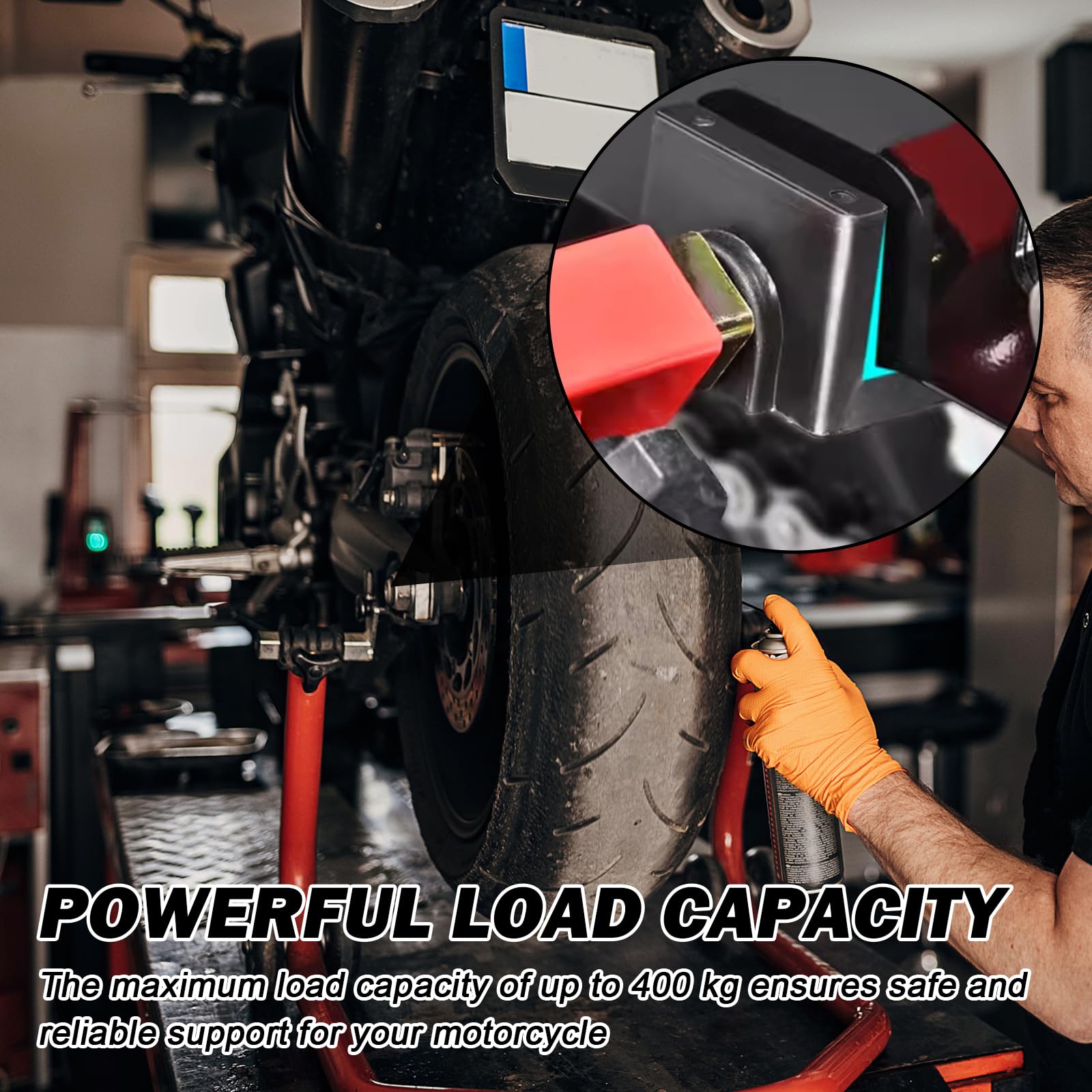 Stojak na motocykl, uchwyt pazurowy do adaptera wahadłowego, uchwyt widelca do stojaka montażowego, wahacz, hak do podnośnika motocykla (rura czworokątna, L, 1 para)
