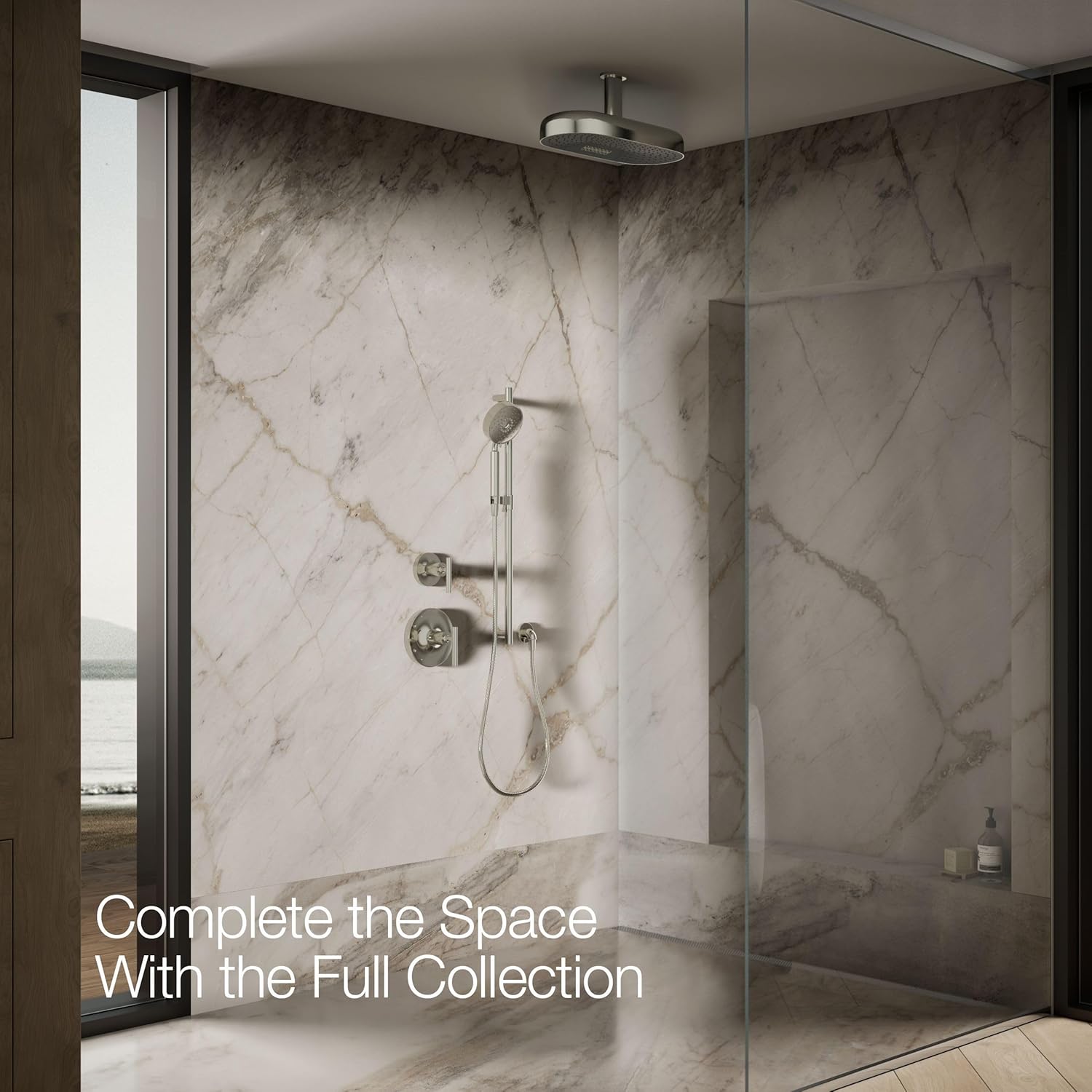Kohler 26297-SN Statement® Oblong 18" two-function rainhead, 2.5 gpm, Vibrant Polished Nickel