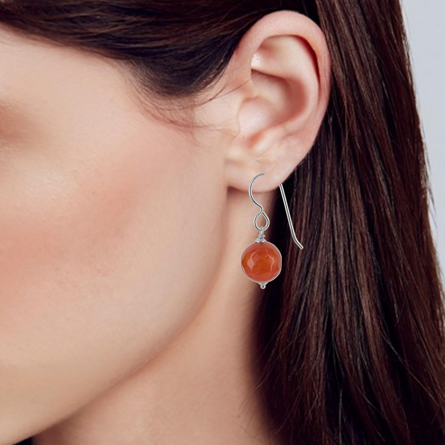 ASHANTI Orange Agate Sterling Silver Handmade Earrings