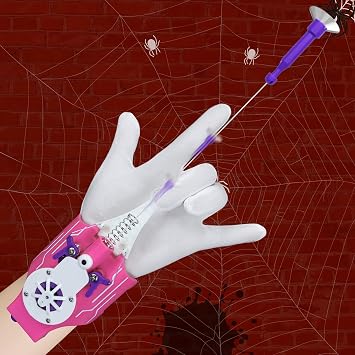 Spider Web Shooters, Web Launcher with Gloves, Realistic Web-Slinging Action Safe and Fun Superhero Toy for Men and Kids - Pink