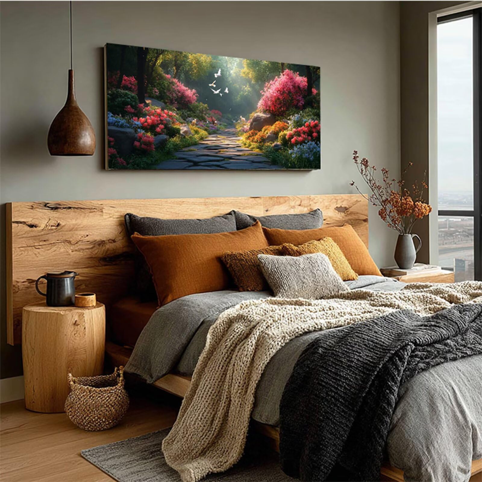 Dipingere con i Numeri Adulti Flower, Pianta Paint by Numbers Kit, Fai Da Te Passatempo per Adulti Kit, Dipingere con i Numeri con Pennelli e Vernice Acrilica, Inverno Decorazioni Casa 110x50cm 9-3953