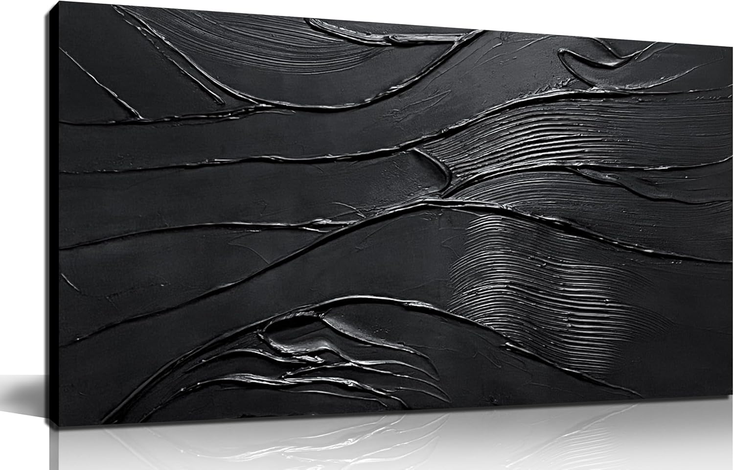 CGXART Abstract Painting Wall Art For Living Room Black Painting Wall Decor For Bedroom Modern Wall Art For Bathroom Size 20 x 40 Inch