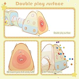 UTEX 3 in 1 Pop Up Play Tent with Tunnel, Ball Pit for Kids, Boys, Girls, Babies and Toddlers, Indoor/Outdoor Playhouse