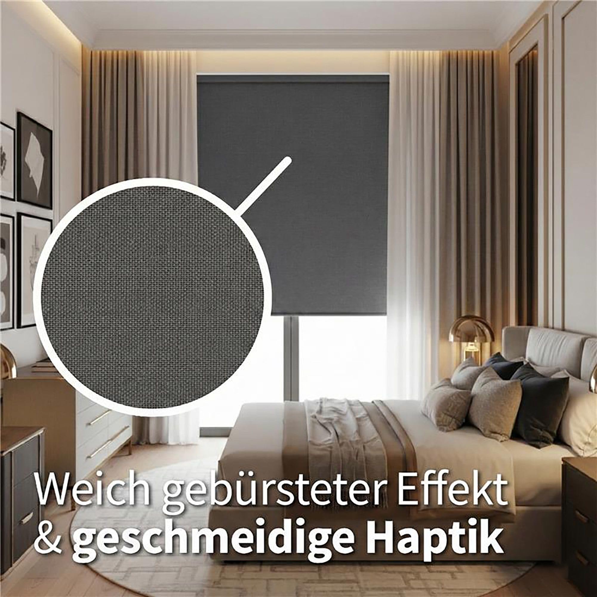 Cocoon Luxus Verdunklungsrollo Ohne Bohren 85 x 190 - Anthrazit | Klemmfix Thermorollo - 100% Verdunkelung - Beidseitig Farbgleich & Kette in Metall - Vollständiger Grössenbereich - Kürzbar