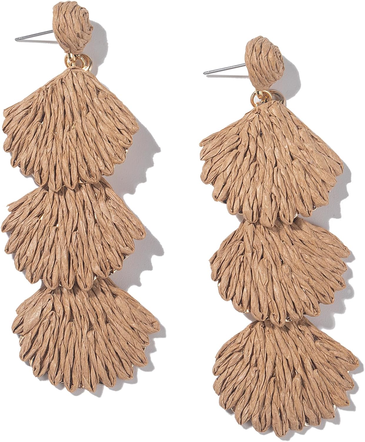 Boho Raffia Earrings Starfish Shell Seashell Dangle Drop Earrings Cute Statemnet Trendy Jewelry Summer Beach Outfits for Women