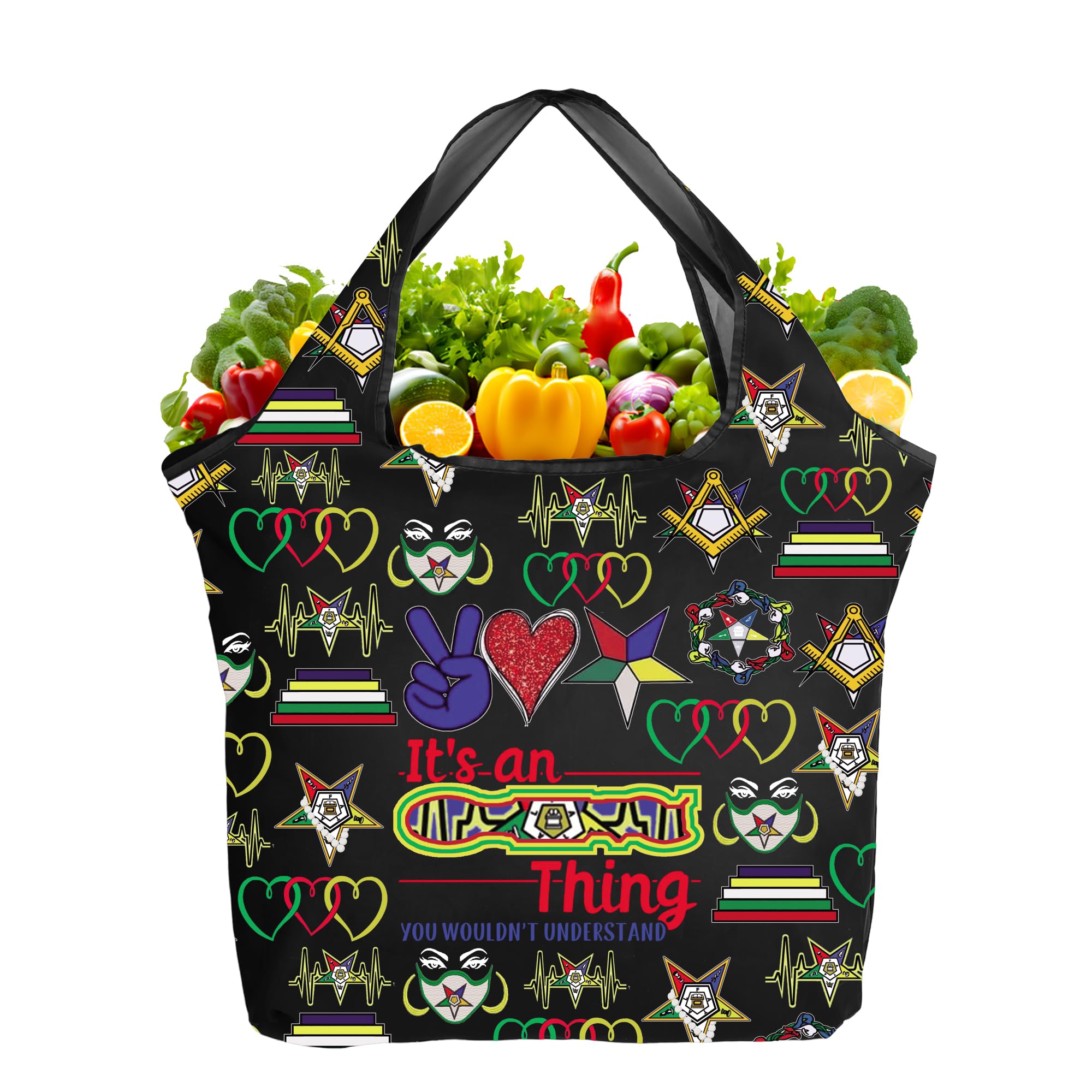 TOBGBE Eastern Star Gifts Bag It's An O Eastern Star Thing Foldable Reusable Grocery Bags Sorority Sisterhood Shopping Totes