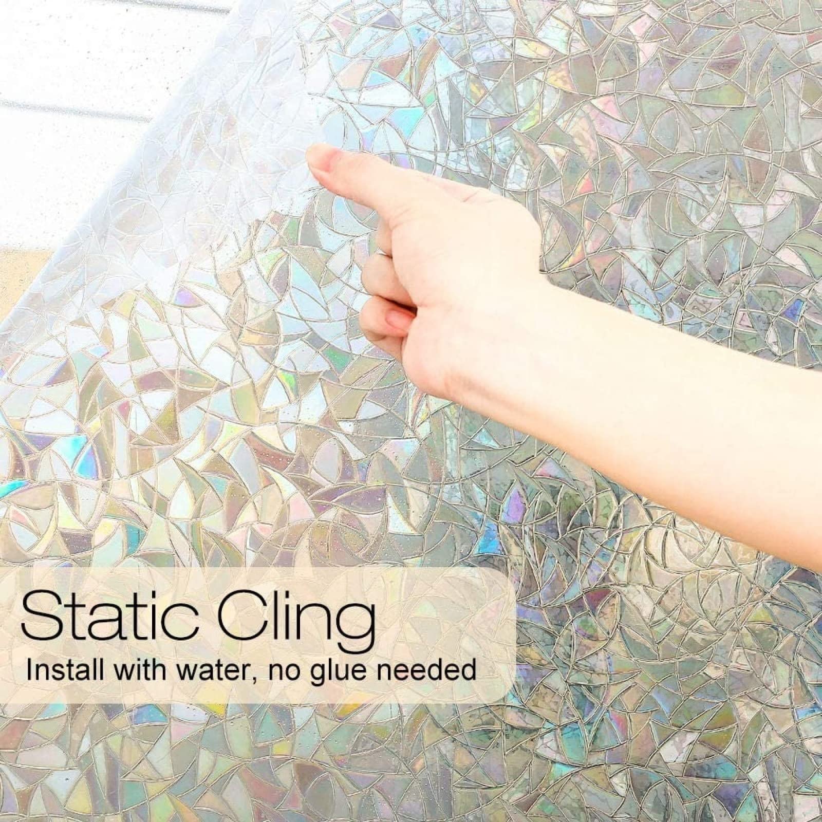 Pellicola Per Finestre Effetto Arcobaleno, 60x400 Cm, Adesiva Statico, Protezione UV E Privacy, Rimovibile - 2