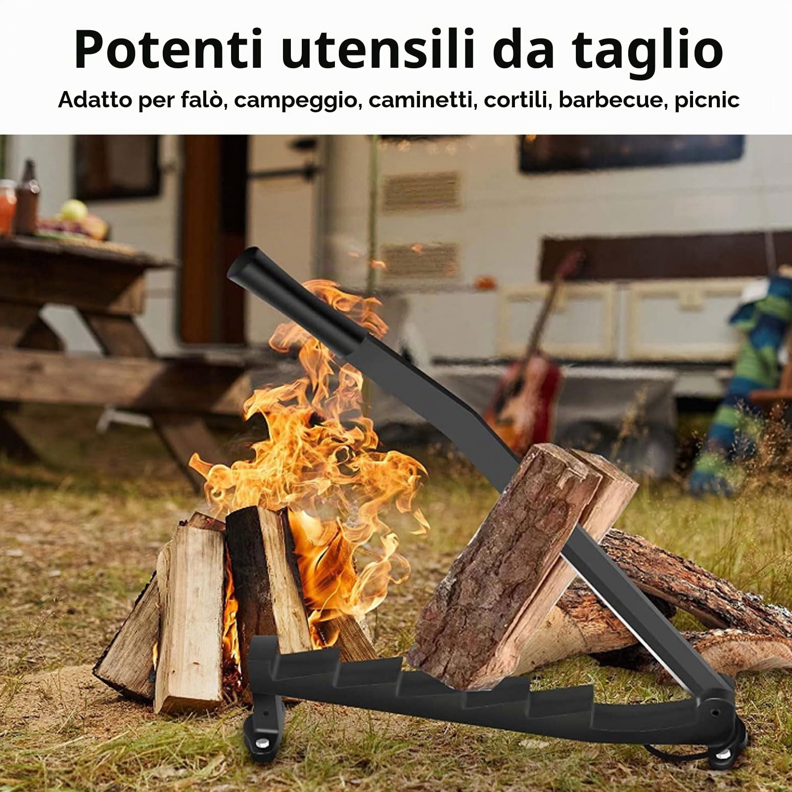 Elprico Spaccalegna Manuale a Parete, Spaccalegna Manuale Portatile in Acciaio Ad Alto Tenore di Carbonio per la Casa (Black)