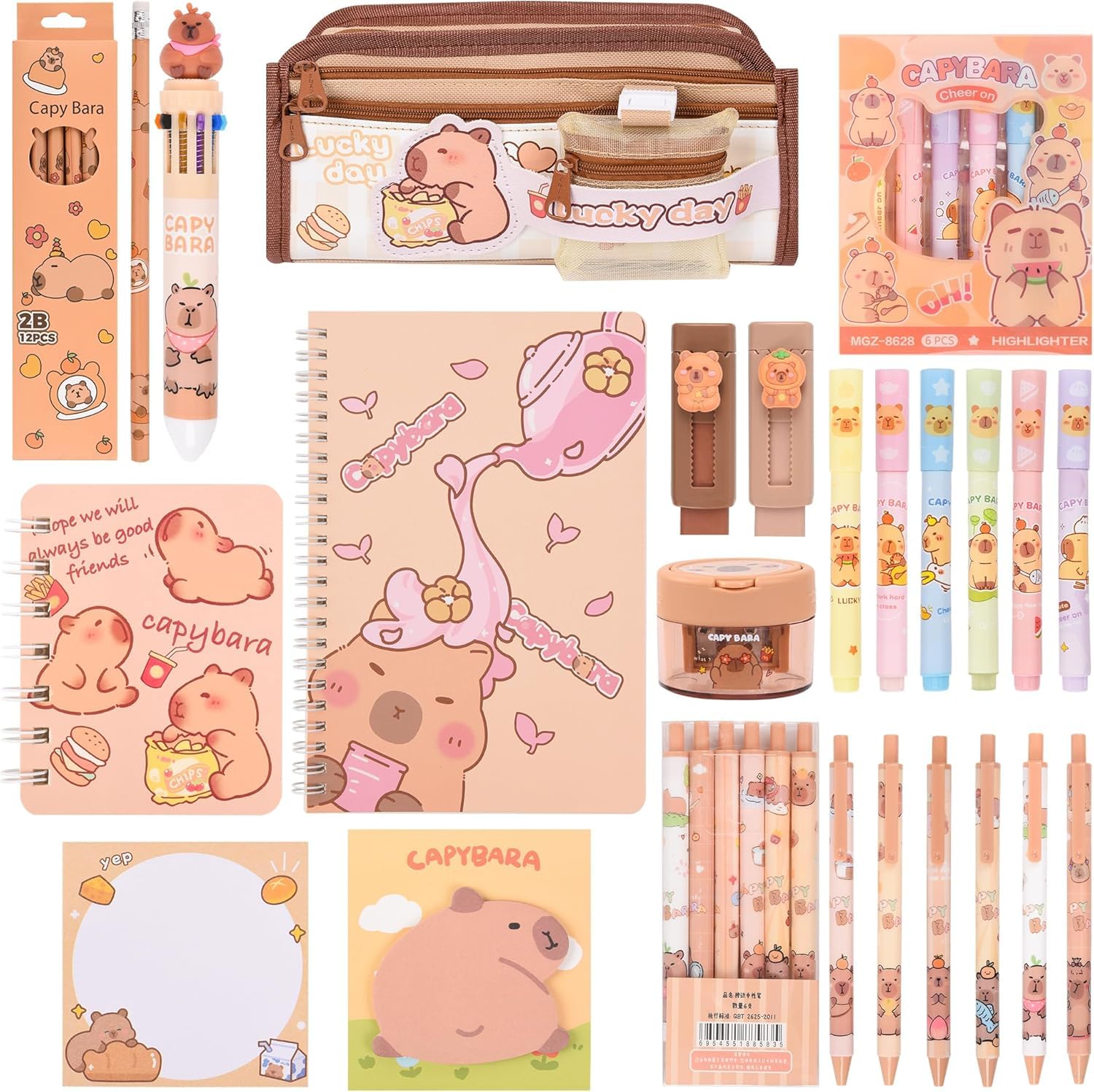 Capybara Pencil Case, Capybara School Supplies Clear Brown Pencil Case, Large Capacity Multi - View #3