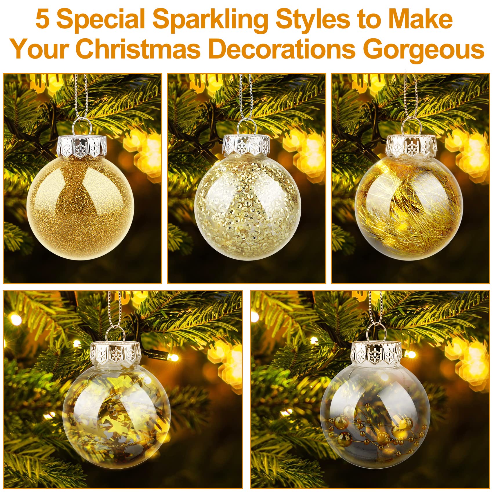 42 Boules De Noël Dorées - 3 Cm - En Plastique Brillant Avec œillet - Décoration Sapin, Mariage, Fête Et Décoration Festive - 13
