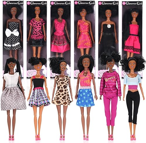 Miniatura 7 de Juego de muñecas negras afroamericanas de 12 piezas, muñecas de diversidad de moda de alta calidad de 11.8 pulgadas, paquete variado para niños,
