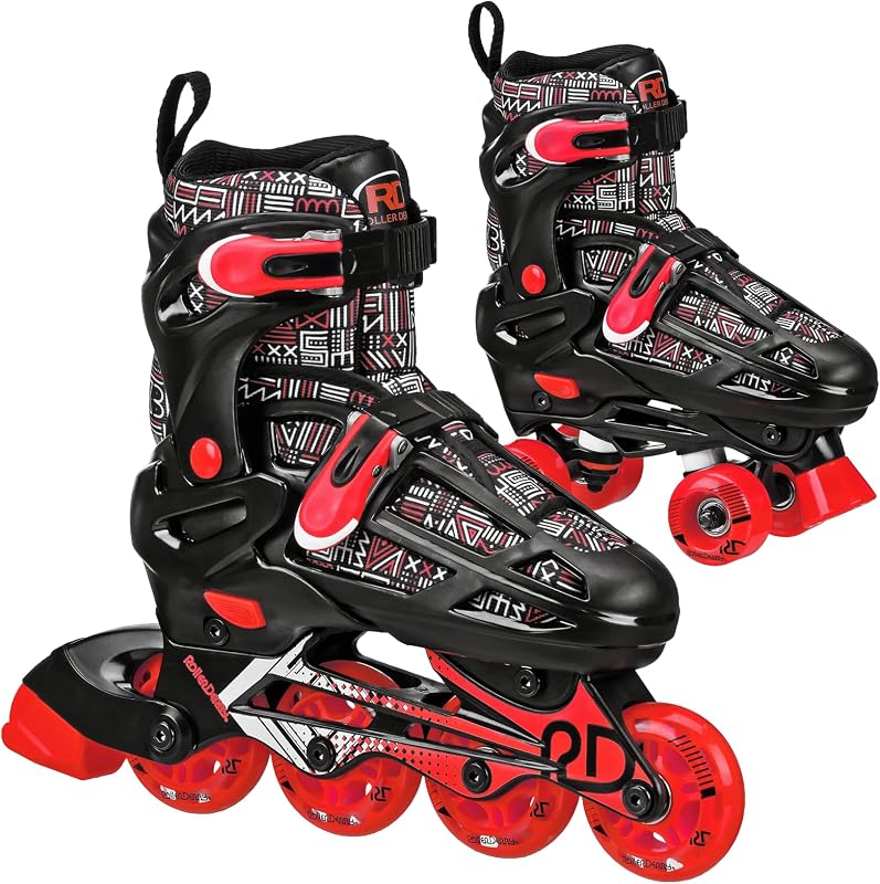 Falcon 2-in-1 Combo Quad and Inline Skates for Kids, Adjustable Sizing