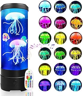 Jellyfish Lamp With Bluetooth Speaker, 17 Colors Changing & 4 Lighting Modes Jelly Fish Light Lamp, USB Powered Jellyfish Decor Light, Christmas Halloween Gifts for Teen Room Decoration, Black